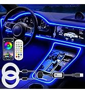 Jushope Interior Car LED Strip Lights, RGB USB Car Ambient Lighting with Fiber Optic, EL Wire Car...