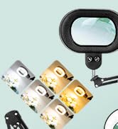 KMDES Ultra Long Arm Magnifying Glass with Light, Three-axis Rotation Infinite Color Dimmable 12X...