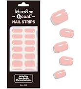 MelodySusie Qcoat Fully Cured Gel Nail Strips (Pastel Pink) - UV Free Nail Polish Strips, Salon-Q...