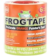 FrogTape ProGrade Orange Painters Tape, 1 Inch Wide (0.94 in. x 60 Yds), High Adhesion, Paint Tap...