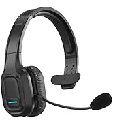 Bluetooth Headset for Truck Drivers, Single Ear Wireless Headphone with Noise Cancelling Mic, Mut...