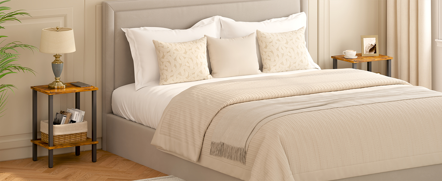 bed side table in bedroom