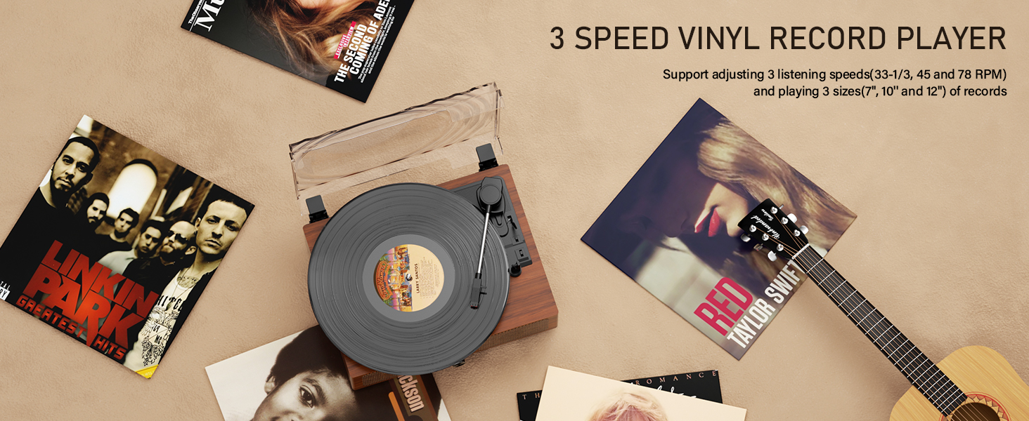 3 speed vinyl record player