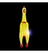 POPLAY Flashing Screaming Chicken,15 Inches Rubber Chicken Dog Toy LED Shining Squeaky Chicken fo...