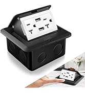 Hoolerry 1 Pack Pop up Floor Outlet Kit Waterproof Electrical Outlet Cover Box with 4.8A USB Char...