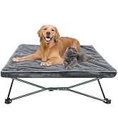 unp Raised Outdoor Dog Bed - 36 x 36 x 10-inch Portable Elevated Dog Cot Bed for Large Dogs - Rem...