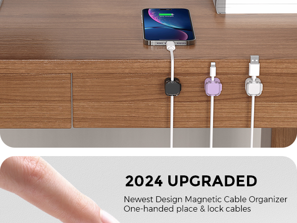Magnetic Cable Organizer [1s Lock] Cord Cable Holders Clips Strong Adhesive Cable Cord Keeper