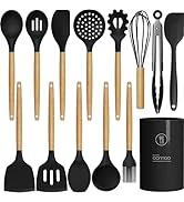 Silicone Cooking Utensils Set Utensil Sets - 446°F Heat Resistant Silicone Kitchen Utensils Set W...