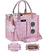 FIORETTO Womens Canvas Tote Bag Purse with Individual Compartment, Zipper Top, Reinforced Bottom ...