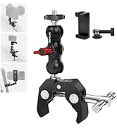 Mechrig Camera Clamp Mount with Dual Ballhead Magic Arm, Aluminum Camera Mount Clamp Kit for DSLR...