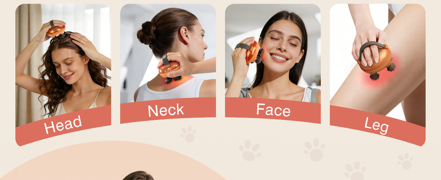 cotsoco Electric Cordless Head Scalp Massager for Stress Relax, Deep Clean and Hair Growth, Gift