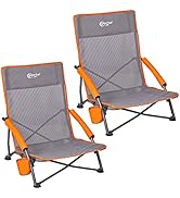 PORTAL Beach Chairs for Adults Camping Low Lightweight Portable Chair with Cup Holder Mesh Back C...