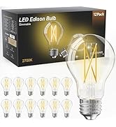 TJOY 12 Pack A19 Vintage LED Edison Bulbs, Dimmable, 60W Equivalent, High Brightness 2700K Warm W...