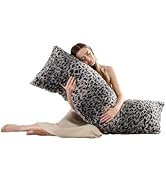 HKMR 20 x 54 Inch Fluffy Leopard Print Body Pillow,Cheetah Print Plush Fuzzy Faux Fur Body Pillow...