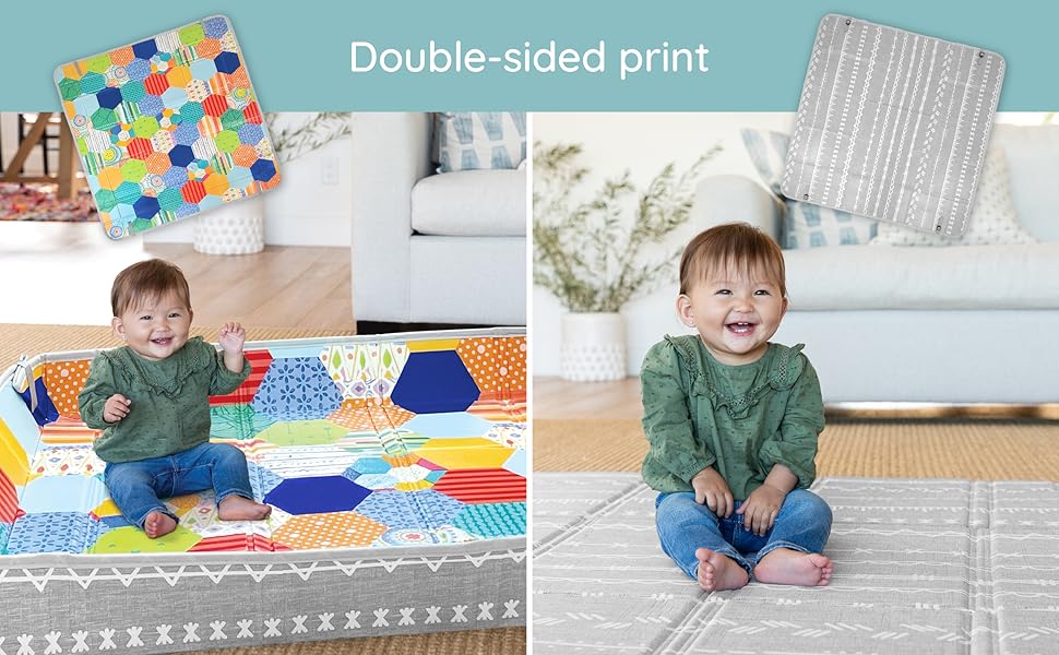 Infantino Foldable Soft Foam Mat, baby playmat, sit up play mat, reversible baby mat