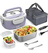 WisaKey Purple Electric Lunch Box Food Heater, 60W-80W Heated Lunch Box for Woman, 12V 24V 110V P...