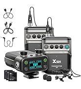 Xvive U5T2 Wireless Lavalier Microphone System with 2 Lavalier Mics 2 Transmitters 6ms Latency 2....