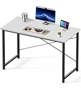 Sweetcrispy Small Computer Desk,47 Inch Office Writing Work Desk with Metal Frame Wooden Tabletop...