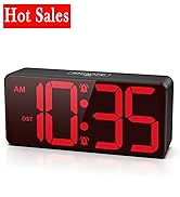 AMIR Battery Operated Digital Clock, Small Digital Clock, Cordless Alarm Clocks for Bedrooms - La...