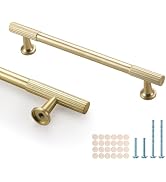 Gzzvo 6 Pack Cabinet Handles for Drawers, Brushed Gold Kitchen Cabinet Pulls, 5 Inch(128mm) Hole ...