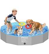 Peteast Foldable Dog Pool with Sturdy Round Design, Extra Large Portable Pet Bathtub, Durable 64"...
