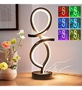Mayful Modern Table Lamp, LED Spiral Lamp, RGB Table Lamp, Black Bedside Lamp with 7 Colors 10 Li...