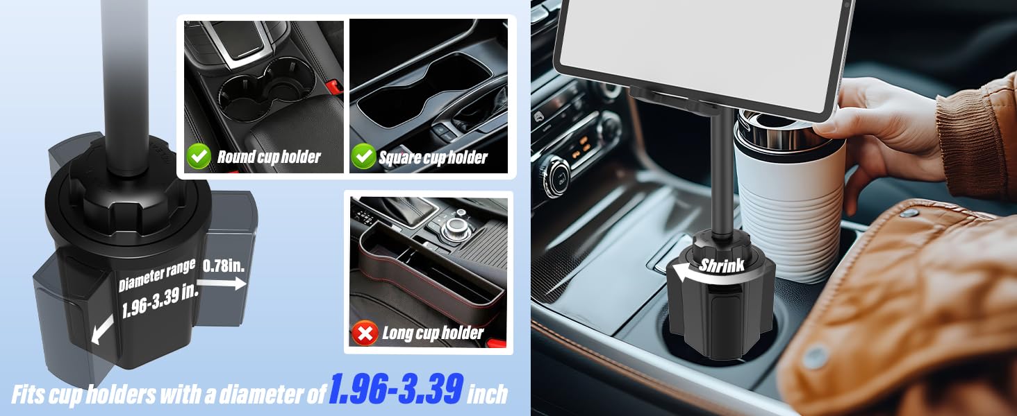 metal car cup holder tablet mount