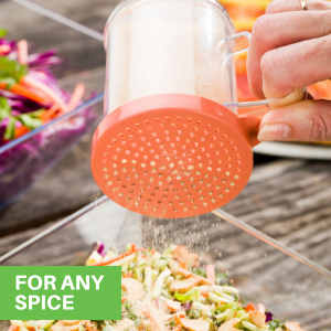The salt shakers’ perforated lids offer versatility in spice grinding.