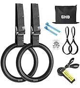 GHB Gymnastic Rings Gym Rings 1.1" Olympic Rings Adjustable Straps Pull Up Rings Sets for Workout...