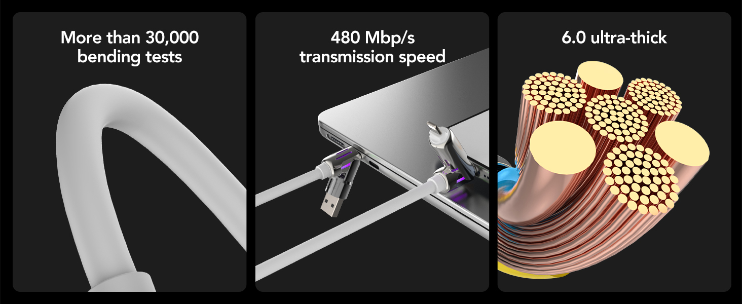 MFish 4-in-1 Universal USB Charging Cable with Carrying Case