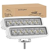 Nilight Marine Led Light Bar 2PCS 18w White 150° Flood Beams Ponton Boat Deck Dock Lights IP67 Wa...