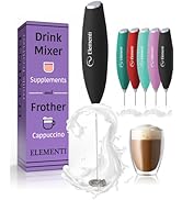 Elementi Drink Mixer Handheld - Electric Stirrer and Powerful Protein Powder Mixer Wand, Easy-to-...