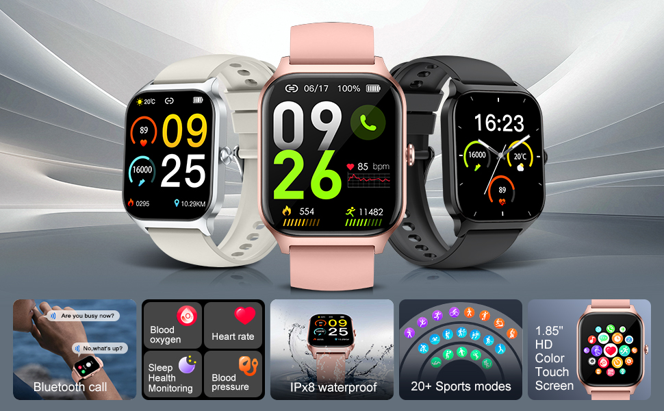 smartwatch with Bluetooth call blood oxygen heart rate sleep tracker blood pressure fitness tracker
