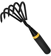 Garden Rake - Kemaier Stainless Steel Hand Cultivator for Heavy-Duty Soil Loosening, Planting, an...