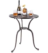 Giantex 24” Patio Bistro Table, Cast Aluminum Outdoor Side Table with 2" Umbrella Hole, All-Weath...