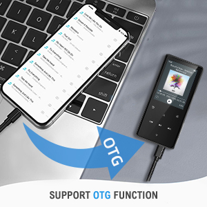OTG MP3 Player with Bluetooth 5.3 2.4&#34; Screen Portable Music Player with Speaker 128GB Micro SD Card