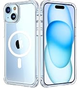 Mkeke Magnetic Designed for iPhone 15 Case Clear, Compatible with Magsafe, [Not Yellowing] [Milit...