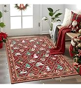 Christmas Rug for Entryway Living Room Area Rugs, Santa Welcome Front Door Mats Indoor Non Slip D...