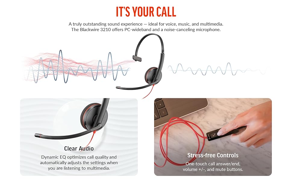 Blackwire 3210 USB-C with C-to-A Adapter