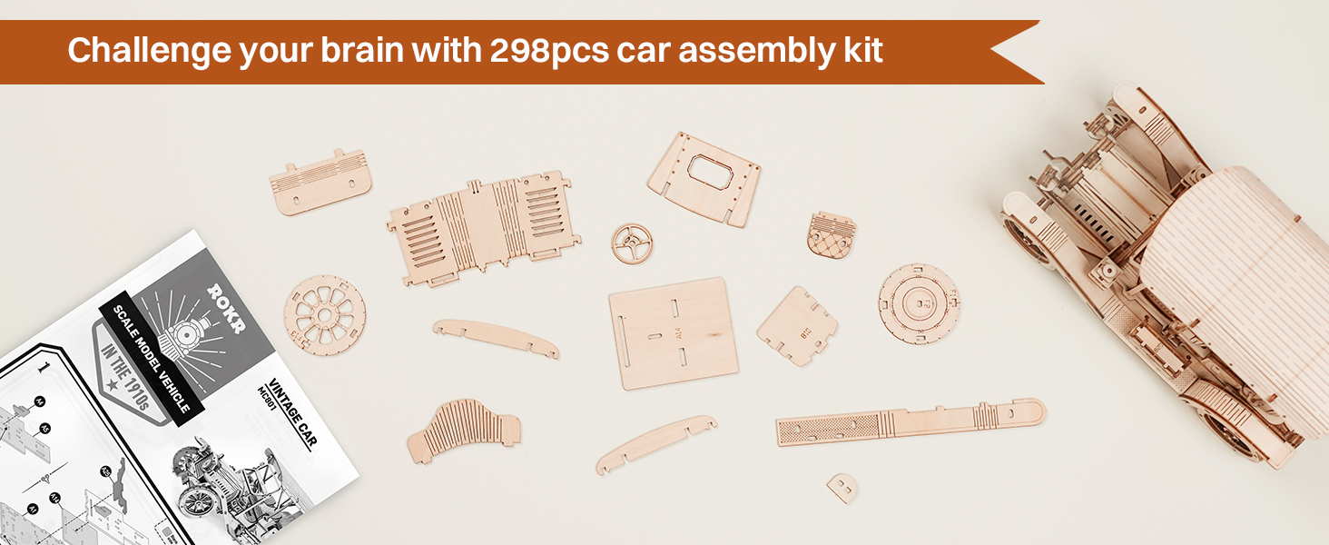 rokr 3d wooden puzzle for adults car model kit mc801