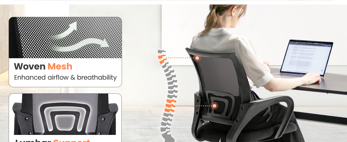 Comfortable mesh chair with breathable supportive mesh back support