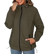 Avoogue Rain Jacket for Women Waterproof Lightweight Windbreaker Jacket with Hood Packable Rainco...