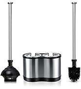 ToiletTree Products Modern Deluxe Freestanding Toilet Brush and Plunger Combo (Stainless Steel, B...