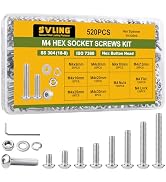 SVLING 520PCS M4 Bolt Assortment Kit, Hex Socket Button Head Screws Nuts Bolts Washer Assortment ...