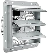 VEVOR 10'' Exhaust Fan, Wall Mounted Attic Fan with Variable Speed, 820 CFM, Automatic Shutter, V...