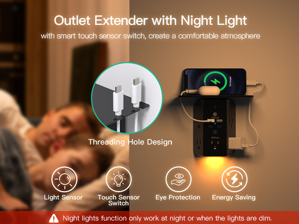 Wall Outlet Extender with Shelf