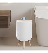 URALFA Motion Sensor Trash Can with Lid, 1.8 Gallon Electric Bathroom Garbage can, Small White Wa...