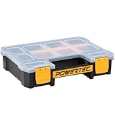 POWERTEC Small Parts Organizer &amp; Tool Box – 10 Compartments, Stackable Storage with Removable Div...