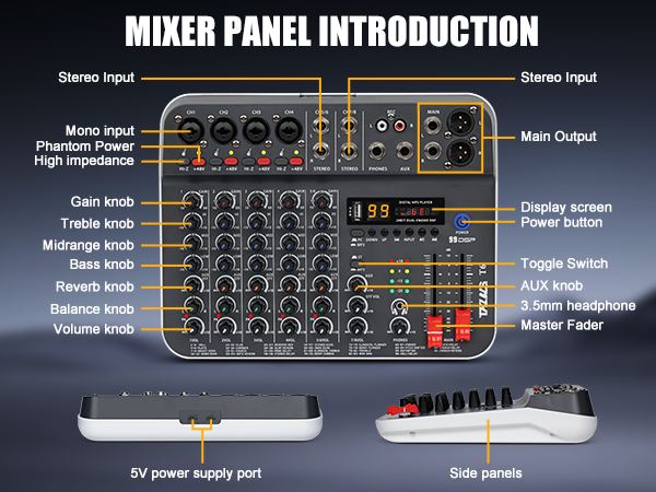6 channel Audio Mixer