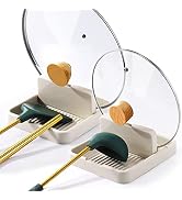 AIERSA Spoon Rest with Lid Holder for Stove Top (2 Pack) Spatula Ladle Pot Lid Utensil Rest for C...